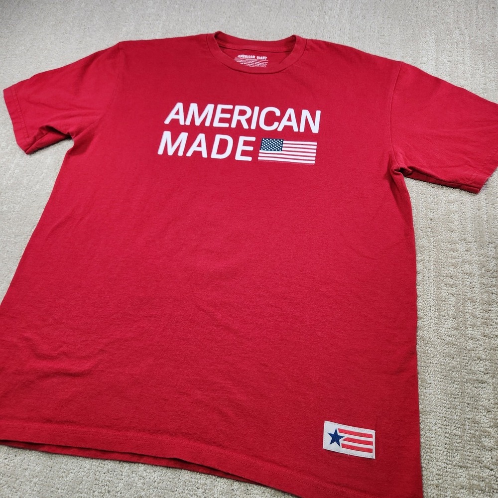 American Giant Shirt Men XL USA Made Flag Collection Logo Red Cotton
